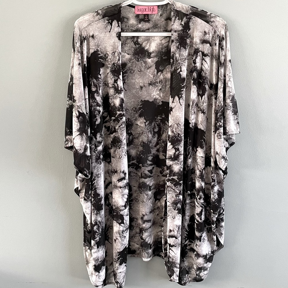 Sugar High Black & White Tie Dye Kimono for Women